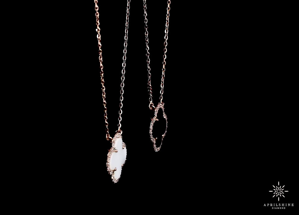 10K Rose Gold Diamond Clover Necklace