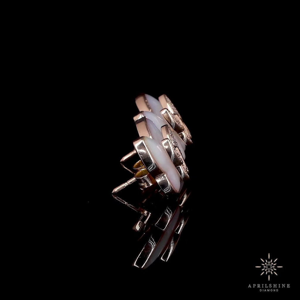 14K Rose Gold Two Style Diamond Butterfly Earring
